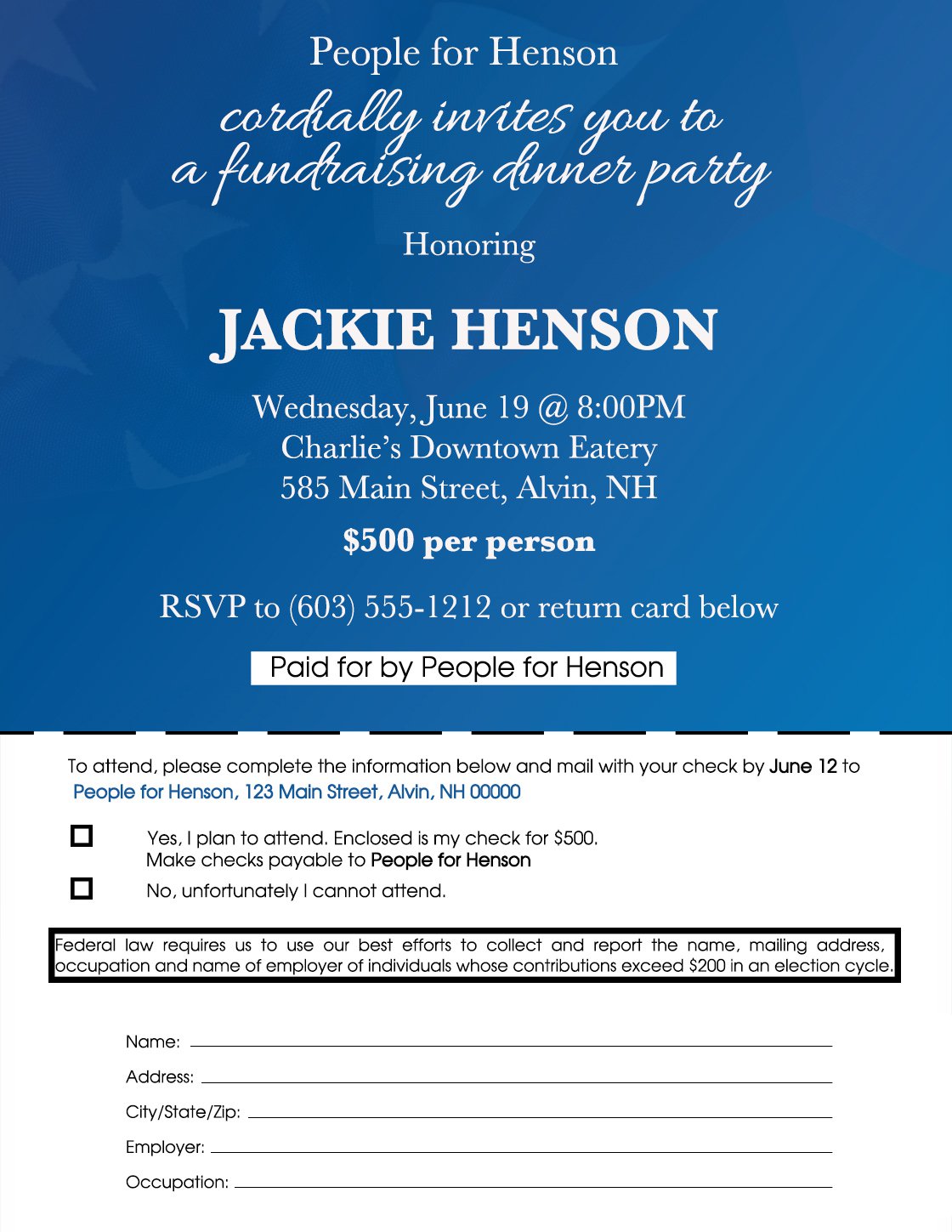 Political Fundraiser Invitation Template